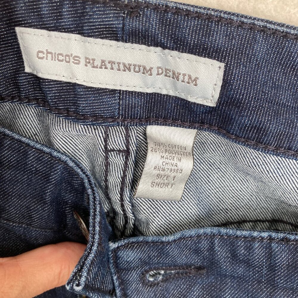 Chicos Platinum Denim Jeans Size 1 Short